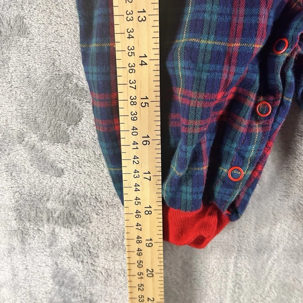 Vtg Good Lad Of Philadelphia Tartan Plaid‎ Flannel Romper Size 6-9 Months W/Hat